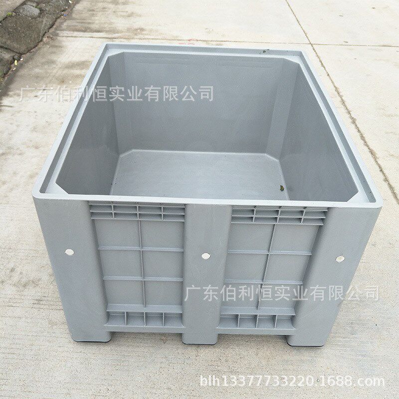 加厚叉车用周转箱 大号托盘箱 灰色九脚大型胶框 卡板箱1210