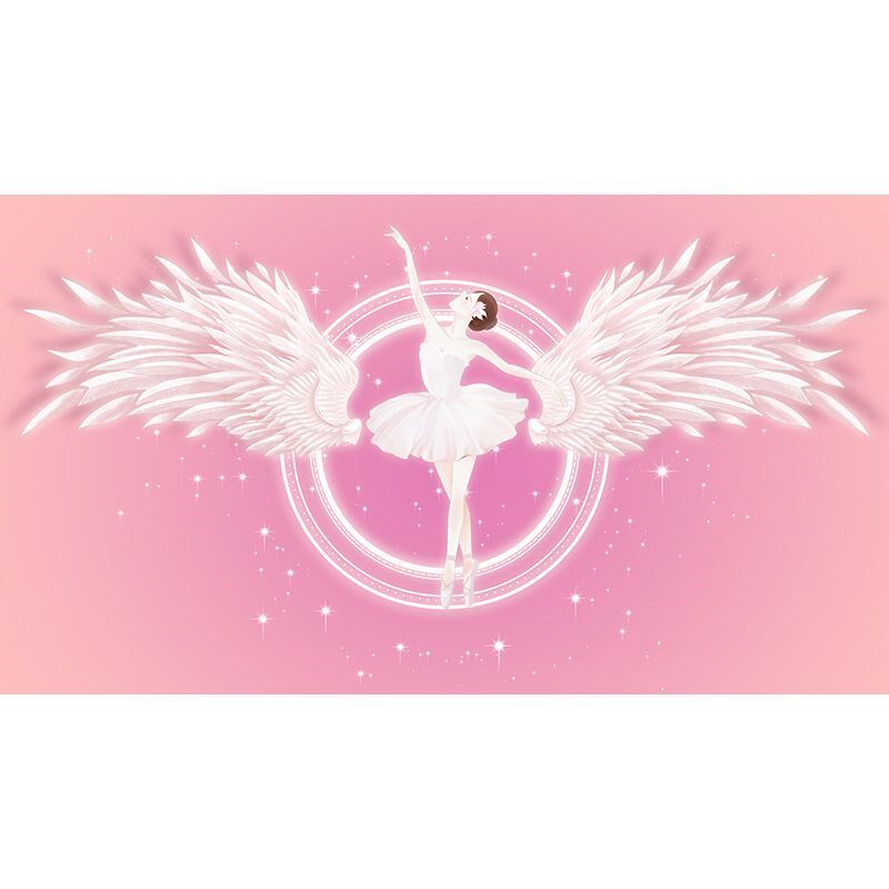 手绘梦幻粉色翅膀舞蹈教室墙纸艺术培训中心舞蹈室拍照背景墙壁纸