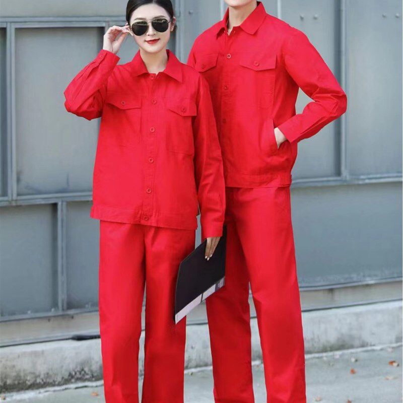 夏季薄长袖焊工工作服套装男女劳保工作服耐脏厂服工装套装建筑工