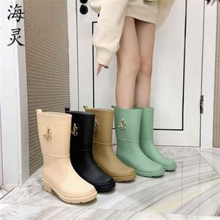 胶鞋 雨鞋 外穿雨天漂亮防水防滑中筒I水靴雨靴女夏季 女时尚 防水 款