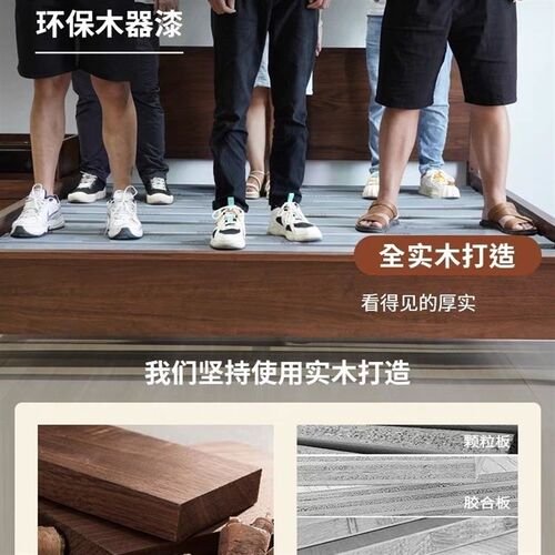 南美胡桃木实木床现代简约主卧C双人床1.5米原木风高端大床