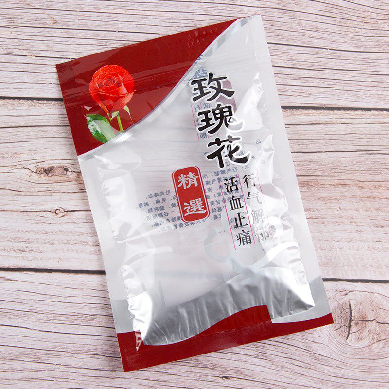 玫瑰花包装c袋装玫瑰花茶的袋子自封袋墨红玫瑰密封袋金边玫瑰礼图片