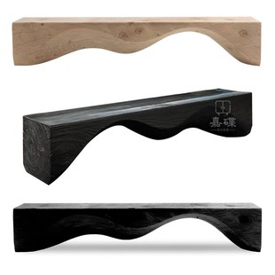 实木长条凳子原木碳化黑色商场展C厅网红服装店休息换鞋坐凳侘寂