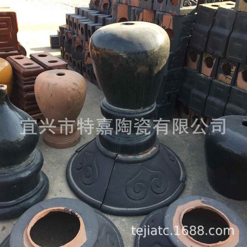 琉璃瓦宝顶 陶土宝顶 陶瓷宝顶 四方宝顶凉亭宝顶 公园凉亭宝顶瓦图片