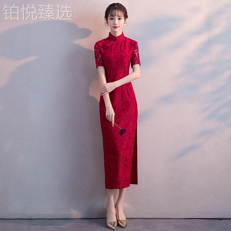 2025新款中式新娘敬酒服新款红中款修季身结婚长旗袍礼服裙色女春