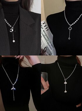 2026新款双C珍珠吊坠毛衣链