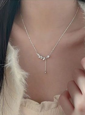 轻奢小众闪钻麦穗平安项链女