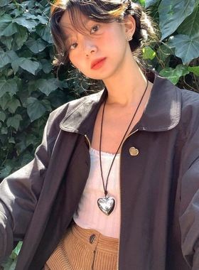 开学季fever同款爱心吊坠项链女2025长绳小众高级百搭夏天锁骨链