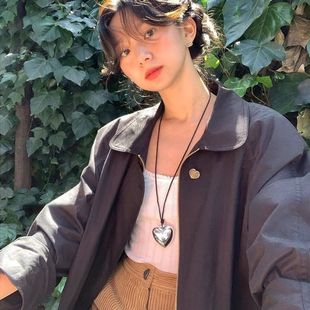 开学季fever同款爱心吊坠项链女2025长绳小众高级百搭夏天锁骨链