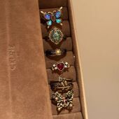 指环 食指戒独特个性 暗黑系列 蝴蝶太阳花开口戒指女小众复古时尚