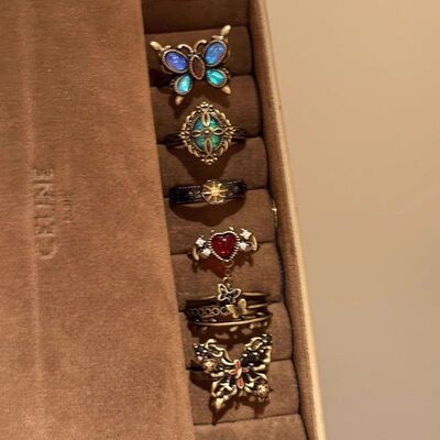 暗黑蝴蝶太阳花开口食指戒