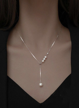 2025新款轻奢珍珠流苏锁骨链女