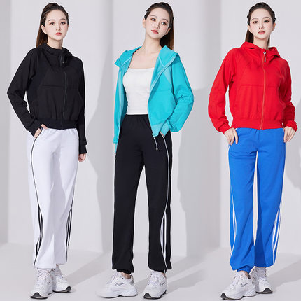 2025新款2024春秋季运动上衣瑜伽服宽松外套连帽卫衣户外跑步健身