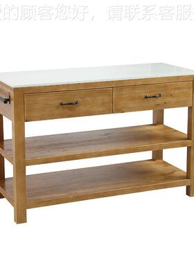 台美式乡村餐边厨房储物柜实木茶水柜柜式备IJV餐开放料理台柜子