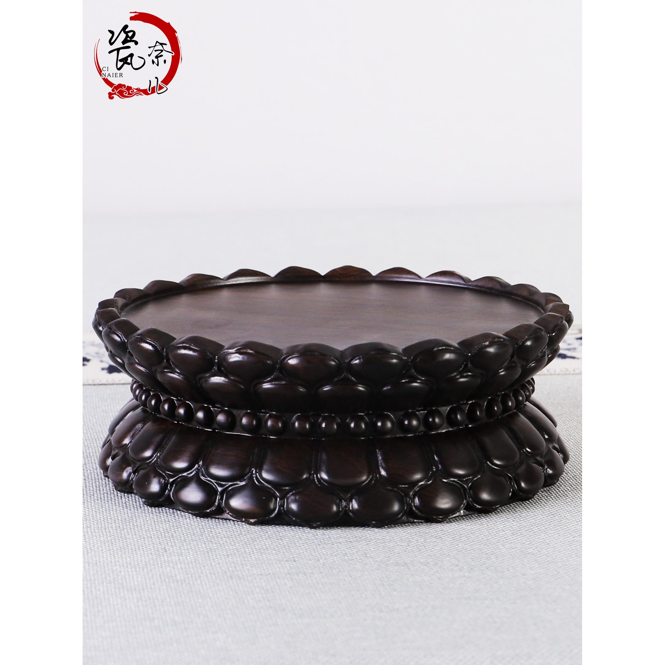 黑檀木整料雕刻佛像莲花座观音菩萨释迦摩尼弥勒关公神像莲花底座