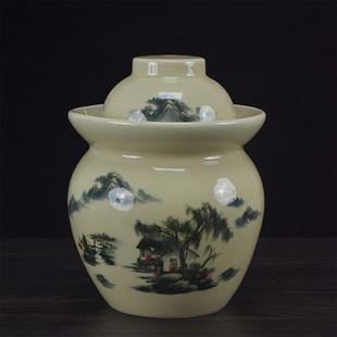 陶瓷家用泡菜罐带内盖加水密封腌酸菜坛子储存五谷杂粮果酱密封罐