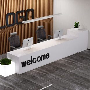 幼儿园教育培训机构吧台公司前台接待台办公简约现代美容店收银台