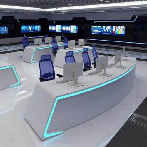 科技感指挥中心控制台烤漆指挥台弧形操作台指挥大厅指挥台
