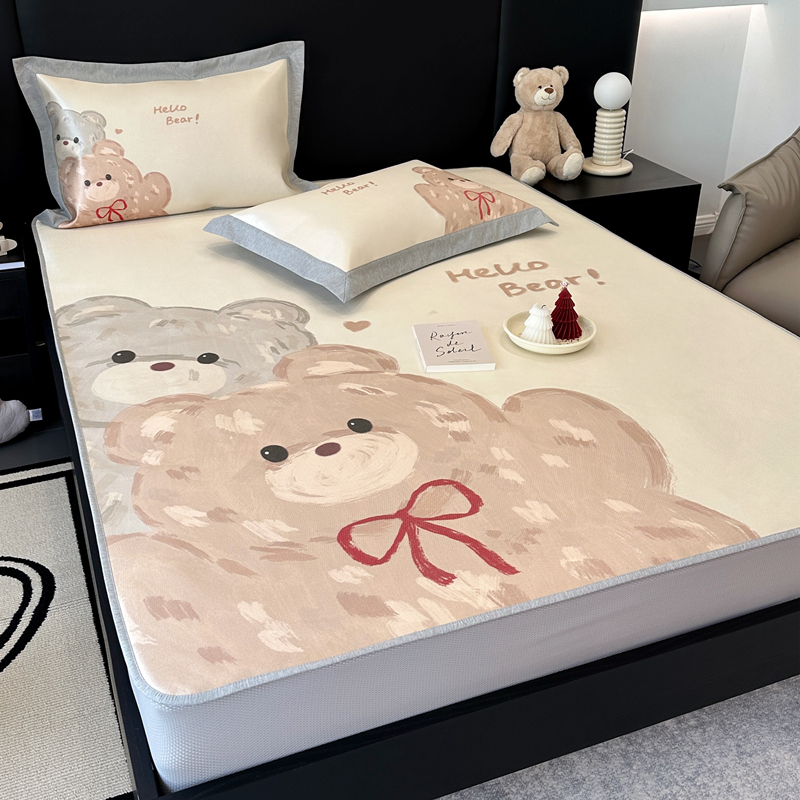 新款高档夏季凉席冰丝席三件套可水洗床笠款空调凉席1.8m/1.5米夏