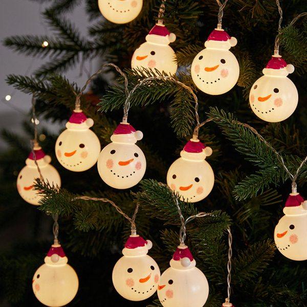 圣诞树上雪人装饰发光灯串小彩球圣诞节装扮用品布置挂饰挂件道具