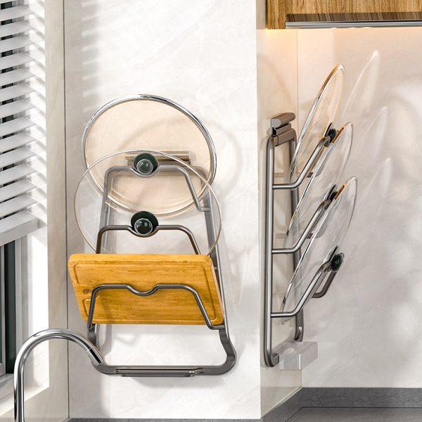 灰色厨房锅盖架神器壁挂砧板案板收纳架菜板放置架用品架子免打孔,厨房/烹饪用具,锅盖架/锅盖收纳垫,淘宝优惠券,粉丝福利购,淘宝优惠卷