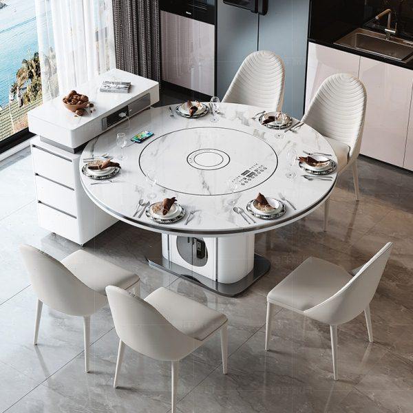 国补2025新款岩板岛台餐桌一体家用伸缩折叠圆桌带电磁炉转盘轻奢,住宅家具,岛台餐桌,淘宝优惠券,粉丝福利购,淘宝优惠卷