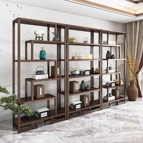 博古架实木茶柜古董摆件展示柜落地办公室隔断多宝阁置物架展示架