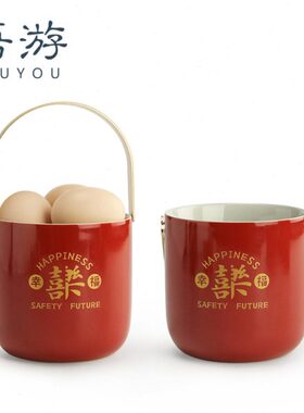 吾游 结婚子孙桶娘家陪嫁喜桶红色喜庆福桶嫁妆子孙宝桶装饰摆件