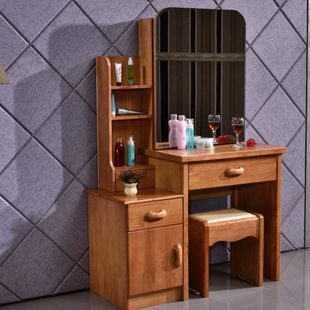 正鼎 全实木卧室梳妆台简约经济型化妆桌组合推拉镜小户型梳妆桌