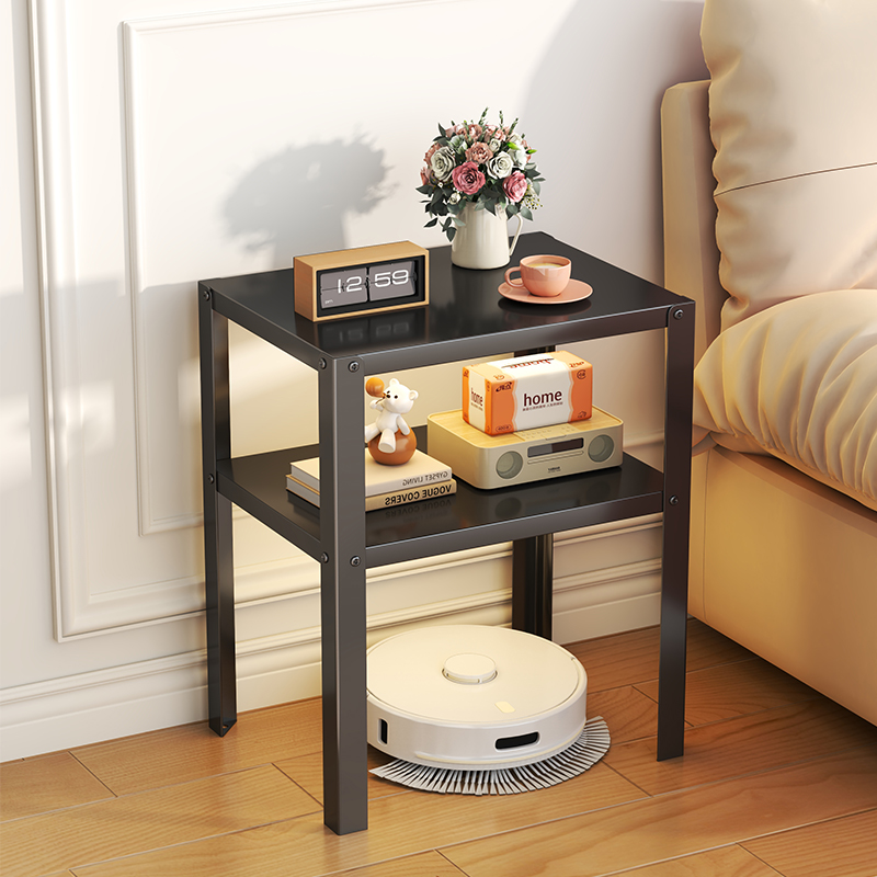 家用客厅卧室落地置物架北欧风简约C纯色收纳架现代床头柜铁艺架