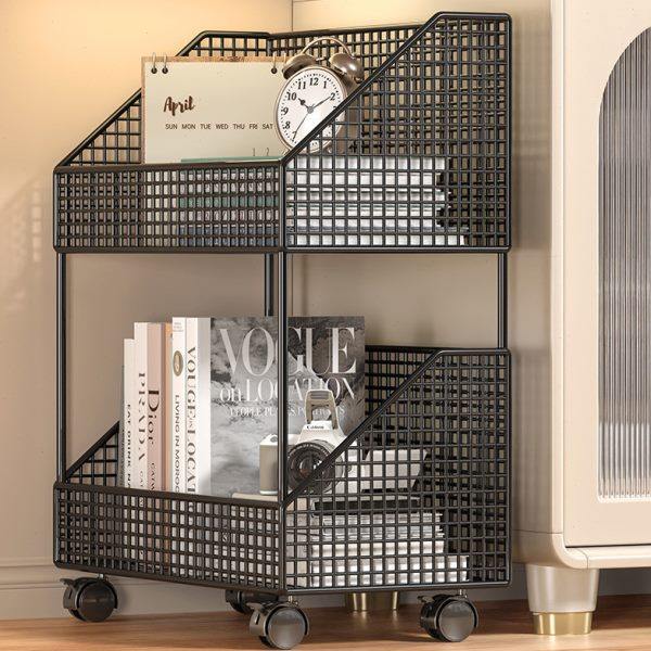 桌下书架办公室落地桌面收纳书柜可移动宿舍简易置物架小推车带轮,收纳整理,书桌收纳置物架,淘宝优惠券,粉丝福利购,淘宝优惠卷