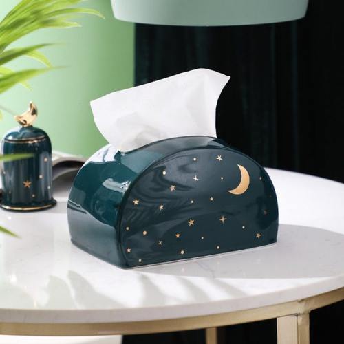 简约现代陶瓷餐巾纸巾盒客厅创意轻奢摆件家用北欧桌面茶几抽纸盒