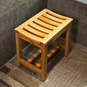 久汀防水防滑洗澡凳子实木浴足凳木质淋浴房凳浴室洗澡椅子冲淋凳