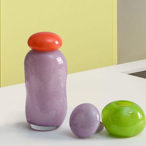 糖果色可爱香薰器皿摆件售楼部创意带盖样板间软装饰品玻璃花器