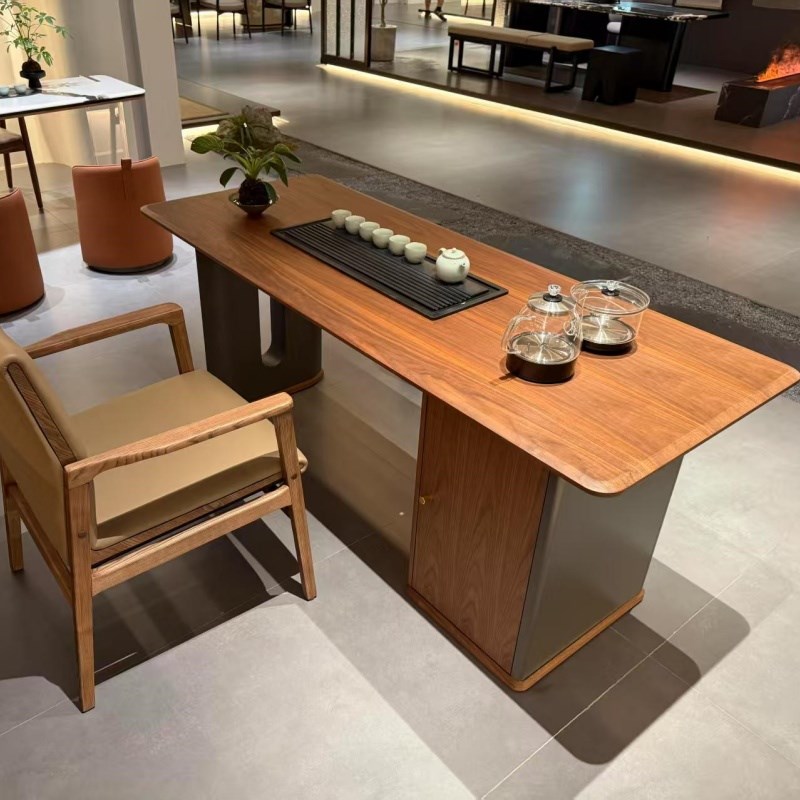 新中式北美黑胡桃木茶桌椅组合实木茶台G2025新款高端现代简约家