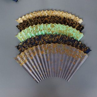华风斋洒金扇面蓝底黑洒银双色灰底双色金9.5寸16方扇面