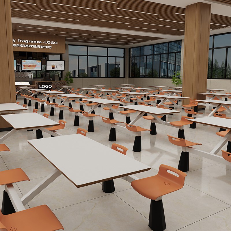 快餐桌椅连体组合学校食堂员工饭堂高速服务区餐S厅四人位连体餐