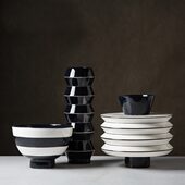 现代简约黑白陶瓷花瓶摆件干花插花器客厅玄关样板房家居饰品摆设