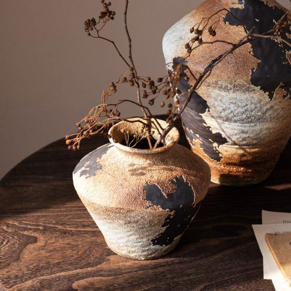 侘寂风斑驳陶瓷花瓶仿古高级感复古客厅插花干花客厅装饰民宿摆件,家居饰品,花瓶,淘宝优惠券,粉丝福利购,淘宝优惠卷
