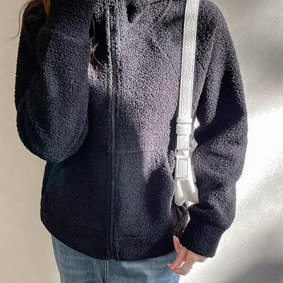 2025秋冬新款连帽休闲拉链外套女卫衣慵懒高级感加绒保暖宽松上衣