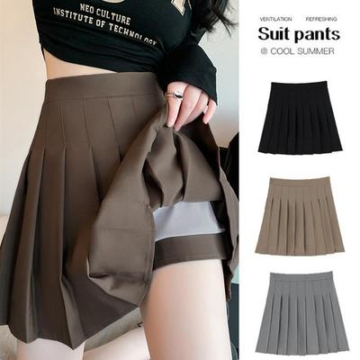 卡其色百褶裙女 高腰显瘦2025夏款超火半身裙内衬 jk短裙a字裙