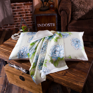 绿中缘真丝枕套100桑蚕丝纯真丝枕头套公主风信封真丝美容枕套