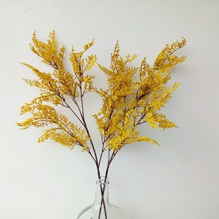 饰花电视柜插花花艺摆件 样板房云雪松雾松仿真花橘黄色玄关餐桌装