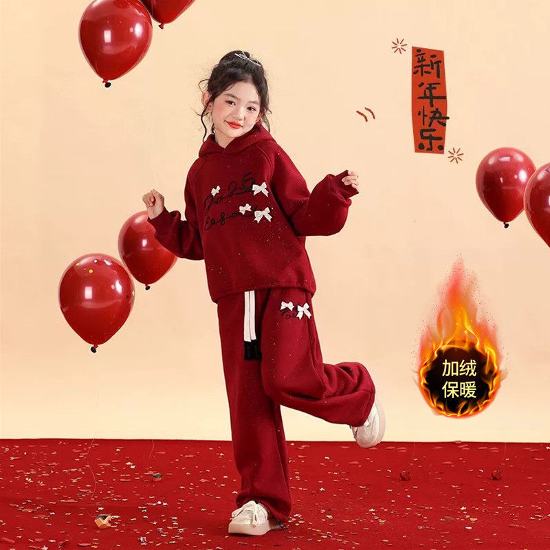 女童拜年两件套新款洋气休闲儿童运动秋冬加绒卫衣时髦中大童套装,童装/婴儿装/亲子装,儿童运动套装,淘宝优惠券,粉丝福利购,淘宝优惠卷