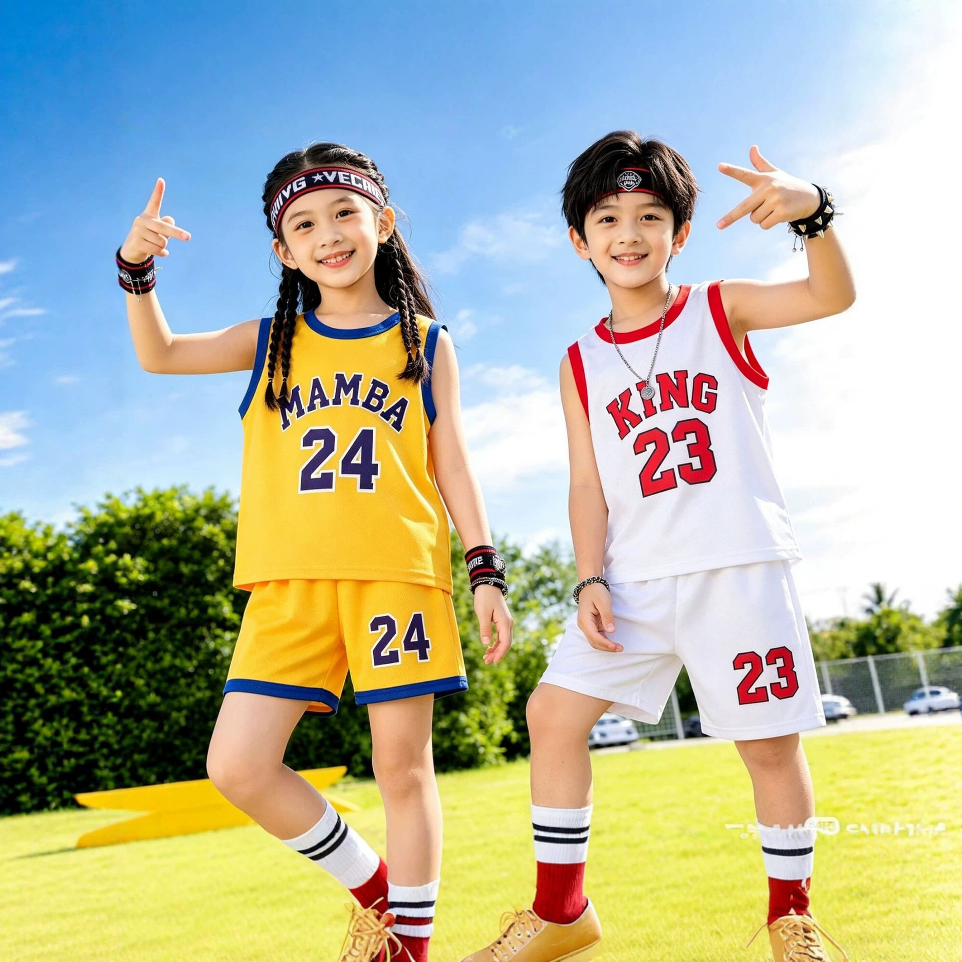 儿童篮球服套装夏季薄款男女童速干无袖短裤两件套潮运动装