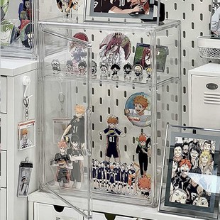 吧唧收纳盒徽章胸针谷子展示架透明迷你痛柜桌面防尘亚克力展示架
