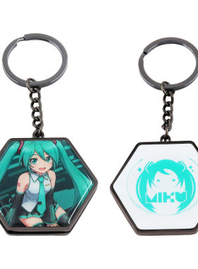初音未来双面钥匙链镜子可爱的歌手偶像钥匙圈粉丝御宅礼物配件