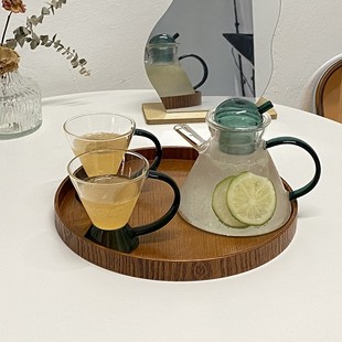 泡茶水壶带把手家用玻璃杯ins风茶水分离耐热高温花茶杯具套装