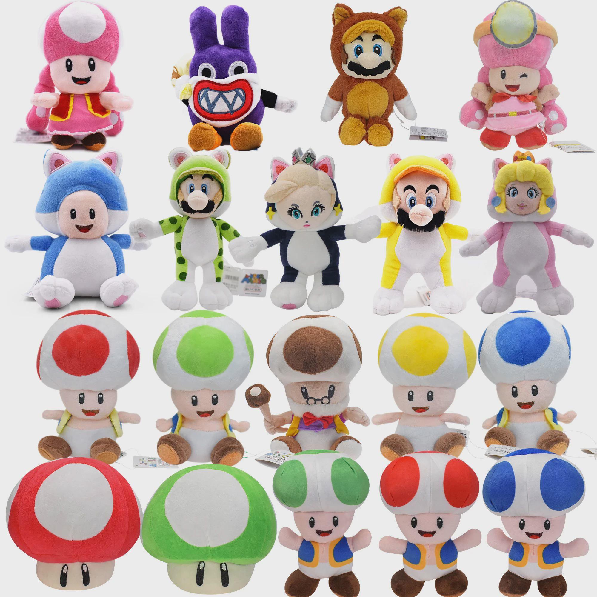 Toad Toadette  Mario Bros Plush Toys Luigi Cat Rosalina Prin