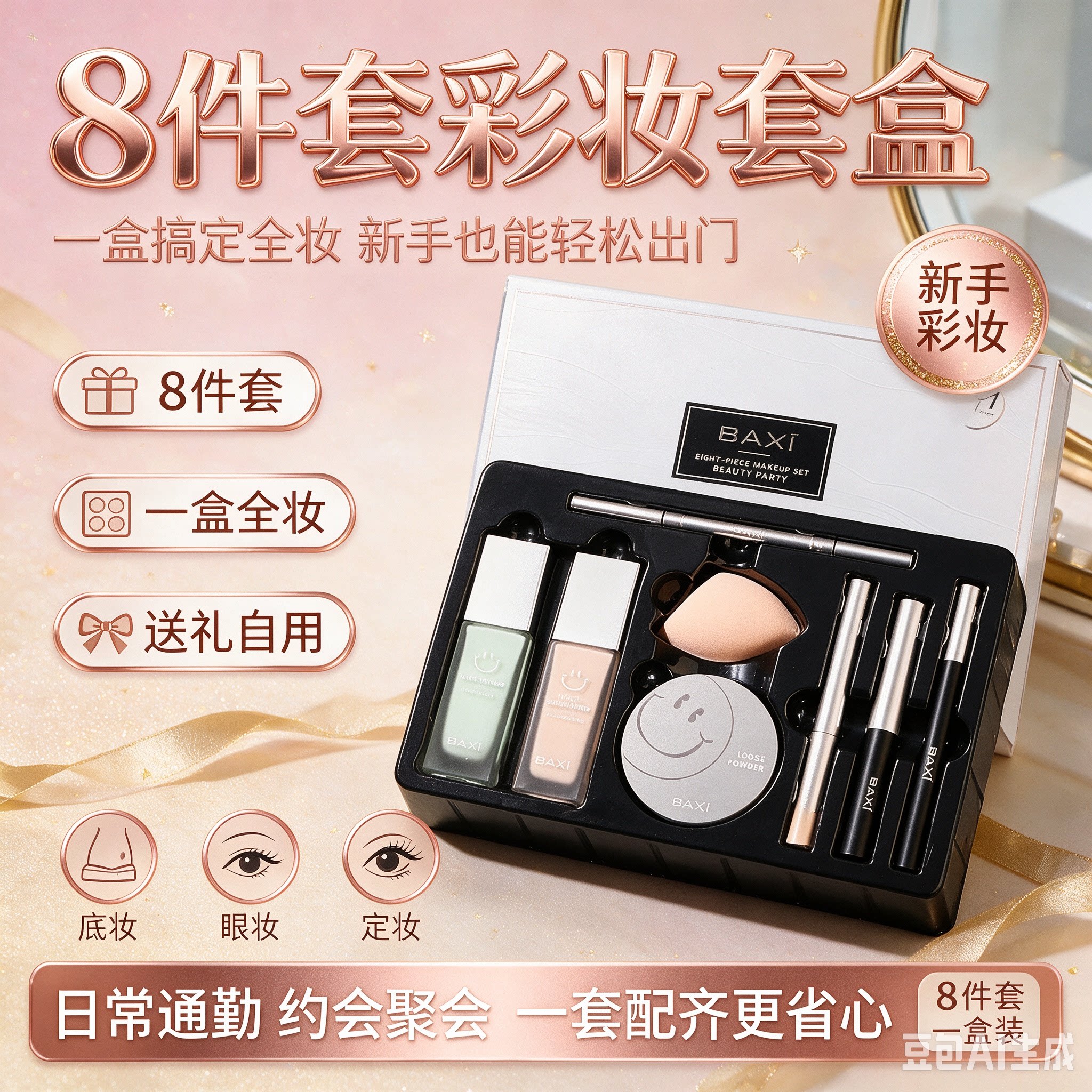 正品化妆品初学者彩妆套装全套粉底液隔离散粉组合一整套平价学生